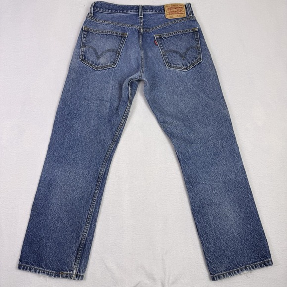 Levi's 505 Regular Fit Mens Jeans 30x29 Blue Denim Medium Wash Straight Leg - Picture 7 of 8